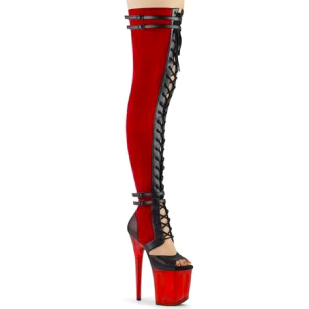 Pleaser Flamingo-3027 Open Toe Thigh High Boot